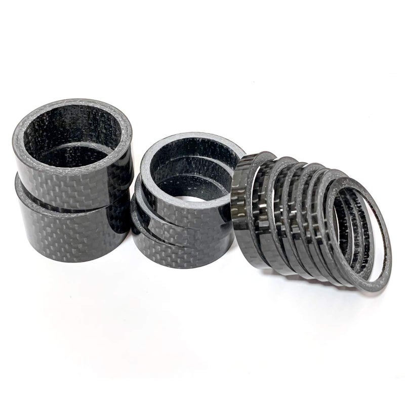 Farbetter 12 Pieces Bike Carbon Fiber Headset Spacer Bicycle Stem Spacer Kit 1-1/8 Inch 20/15/10/8/5/3/2/1mm, 8 Sizes - Image 1